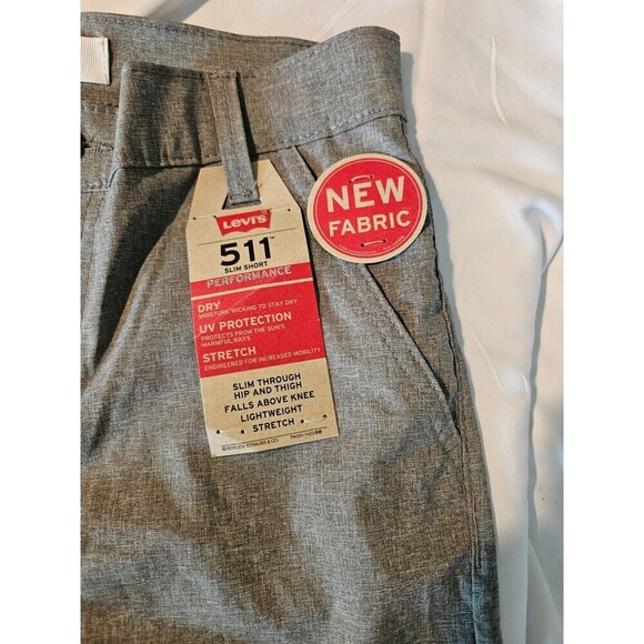 Levis Boys 511 Slim Fit Stretch Gray Performance UV Shorts 14 NWT - Picture 3 of 11